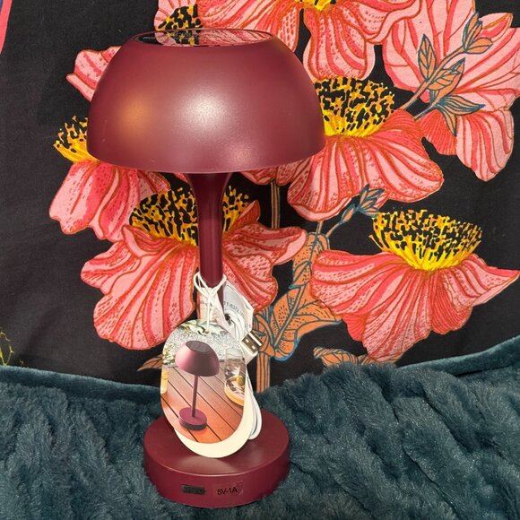 Threshold™ Solar and Rechargeable USB LED Outdoor Table Lamp, Maroon - Picture 4 of 13